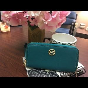 MK Leather Wristlet